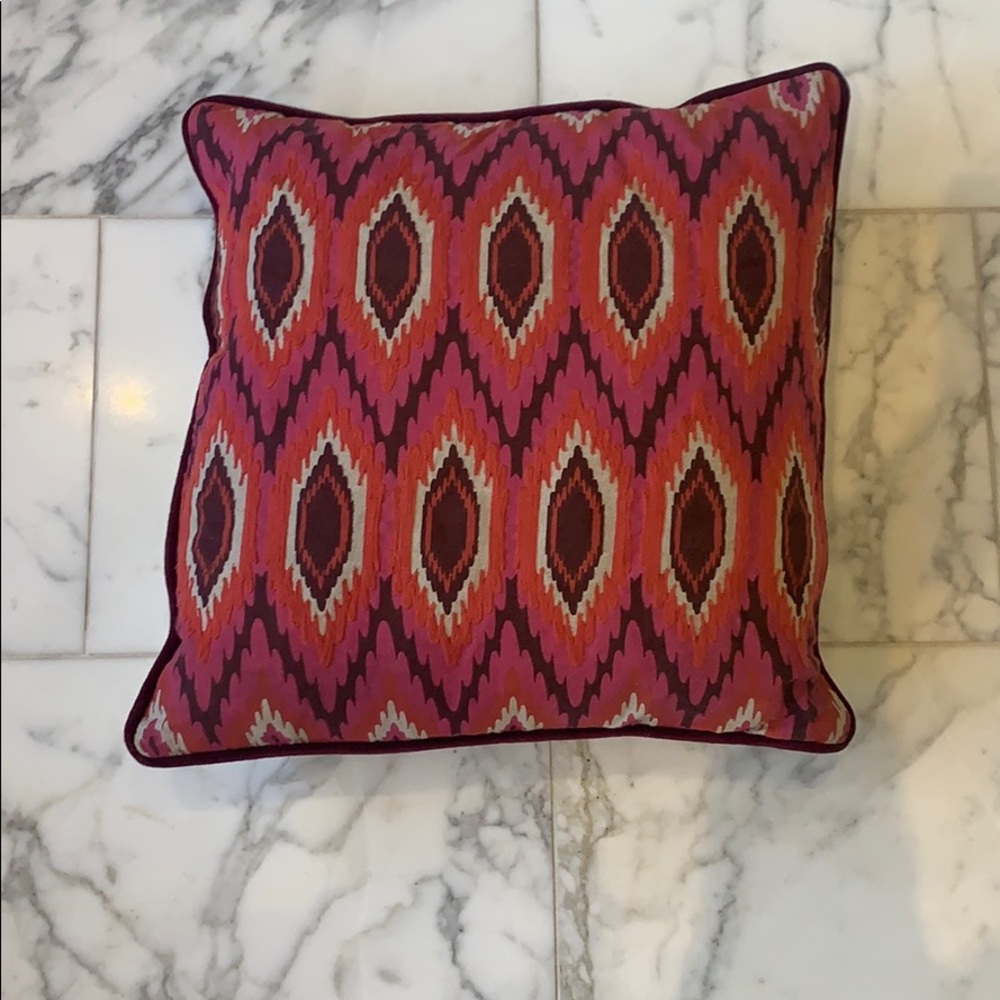 Ikat Pink & Red Linen Pillow